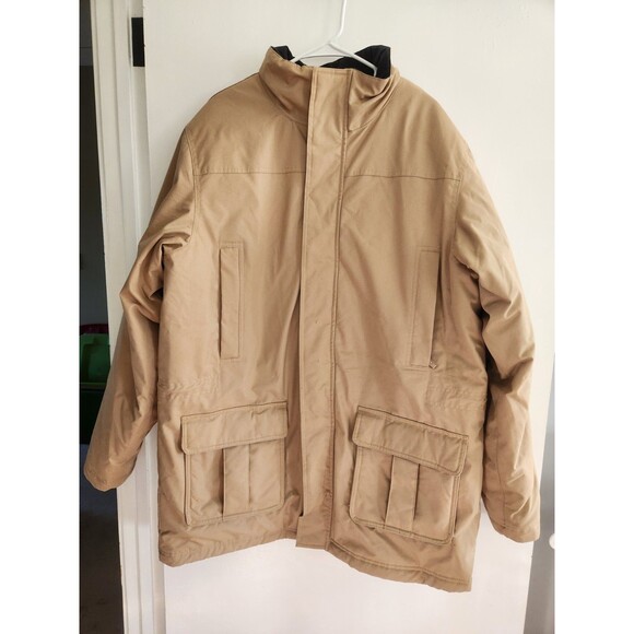 LL Bean Jacket Mens XL TallBeige Gore-Tex Wool Lined Plaid Parka Puffer